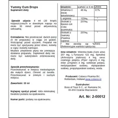 Yummy Cum Drops - Cobeco Pharma, Zwiększa Ilośc Spermy, Gwarantuje Efektowny Wytrysk!