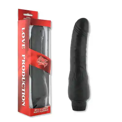Love Production - Czarny realistyczny wibrator. Długość 20 cm.