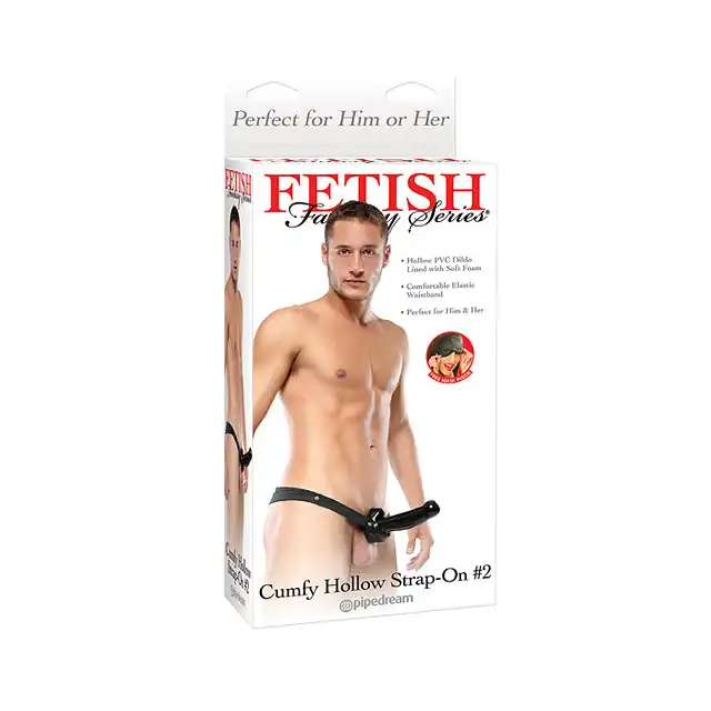 Fetish Fantasy - Cumfy Hollow Strap-On #2 - Czarny, gładki Strap-On z widocznie zarysowaną główką.