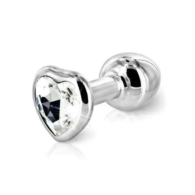 Diogol - Heart Black Crystal, metalowa wtyczka analna zdobiona kryształkami Swarovski. 30mm.