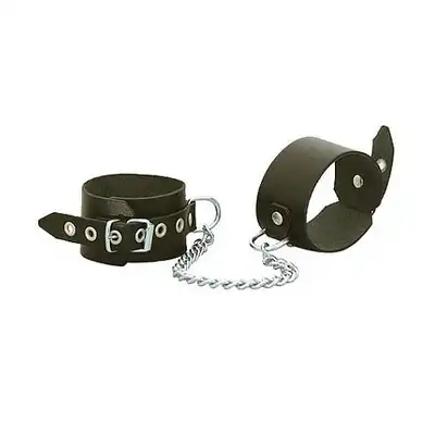 Leder - Kajdanki z łańcuchem 25 cm. Wykonane ze skóry najwyższej jakości.