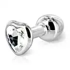 Diogol - Heart Black Crystal, metalowa wtyczka analna zdobiona kryształkami Swarovski. 30mm.