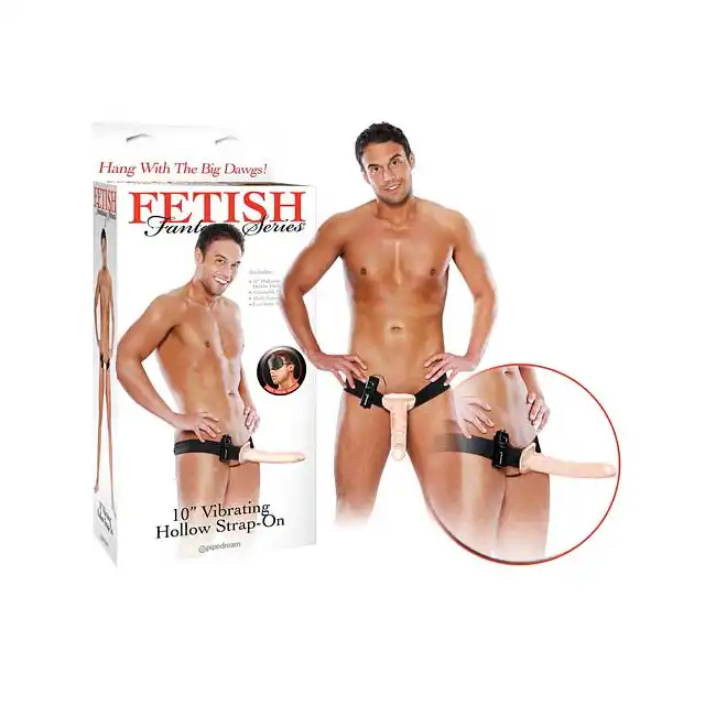 Fetish Fantasy - 10'' Vibrating Hollow Strap-On - Potężny Strap-On z wibracjami (25,4cm).