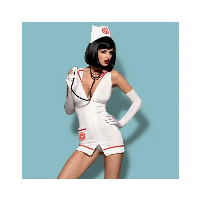 Obsessive - Emergency Dress. Seksowny strój pielęgniarki. W zestawie ultra realistyczny stetoskop. S/M
