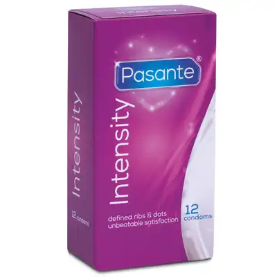 Pasante - Intensity -  Prezerwatywy z wypustkami i prążkami.