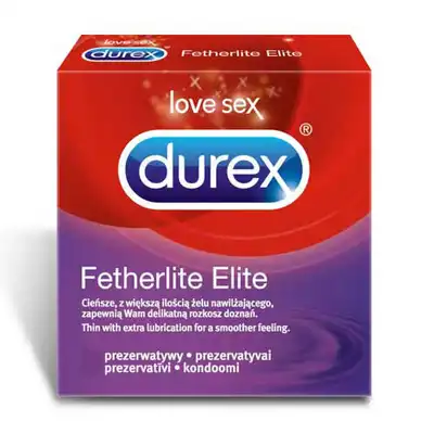 Durex - Featherlite Elite - Cienkie prezerwatywy z większą ilością nawilżania 1 sztuka