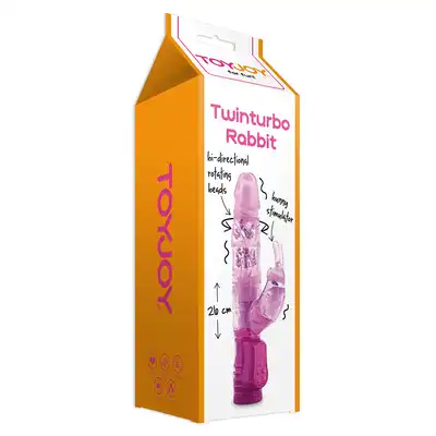 ToyJoy - Twinturbo Rabbit Vibrator Pink - Pierwszy dwukierunkowy!