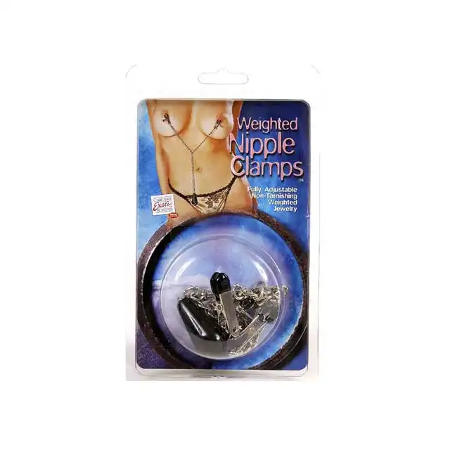 Nipple Clamps - Klipsy na piersi z metalowym łańcuszkiem + obciąznik 120g.