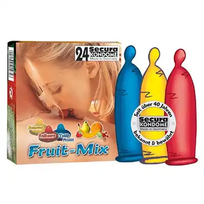 Secura Fruit-Mix - Trzy Kolorowe I Aromatyczne Prezerwatywy O Smaku Owocowym (niemieckie).