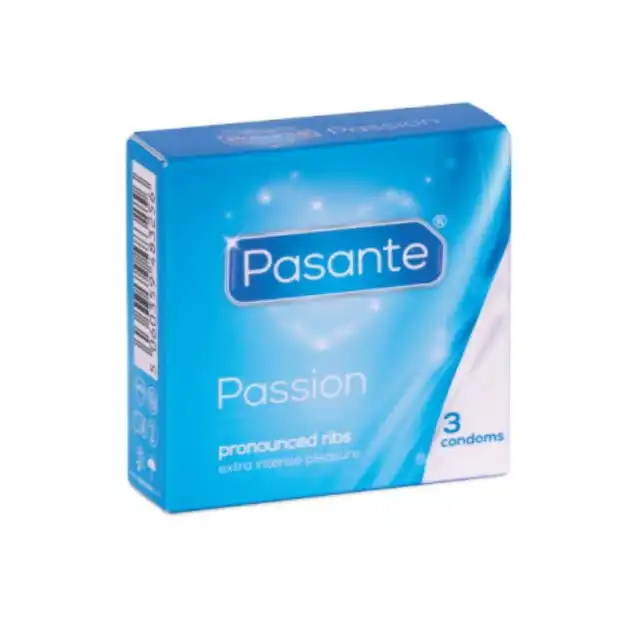 Pasante - Ribbed Passion - Prezerwatywy prążkowane. 3 sztuki.