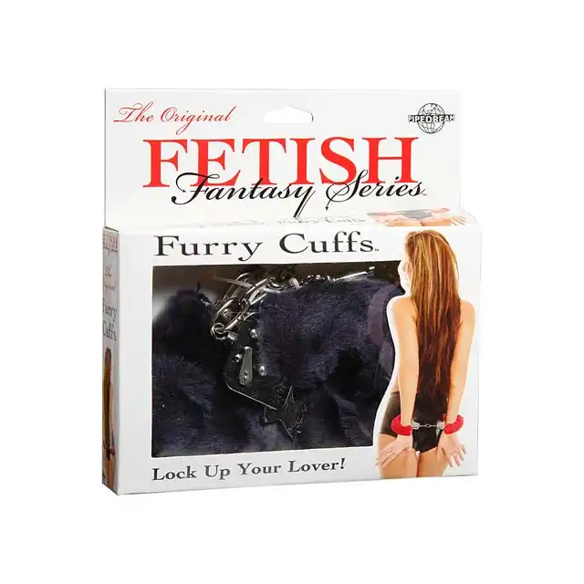 Fetish Fantasy Series - Furry Love Cuffs. Kajdanki z czarnym futerkiem