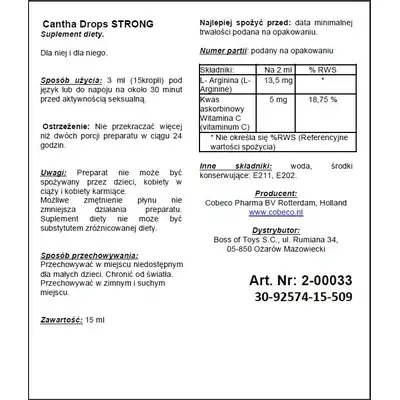 Cobeco - Cantha Drops Strong - Hiszpańska Mucha. Pobudza. 