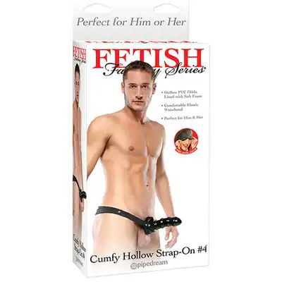 Fetish Fantasy - Cumfy Hollow Strap-On - czarny prążkowany Strap-On.