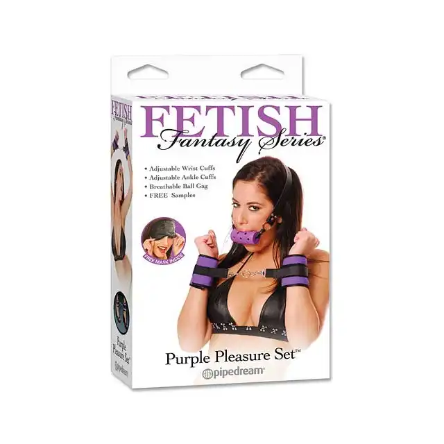 Fetish Fantasy Series -  Purple Pleasure Set. Knebel + Kajdanki.