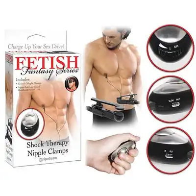 Fetish Fantasy Series - Shock Therapy Nipple Clamps. Sprężynowe zaciski przewodzące prąd.