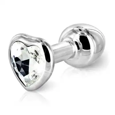 Diogol - Heart Black Crystal, metalowa wtyczka analna zdobiona kryształkami Swarovski. 30mm.