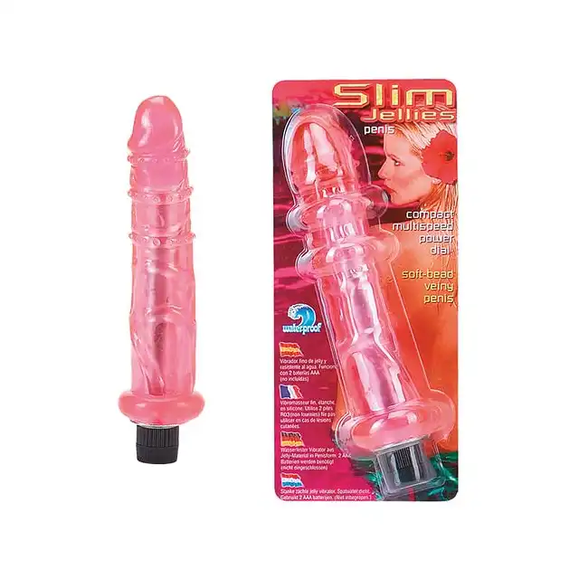 Slim Jellies - Veiny - Wibrator żelowy, różowy. Mega Sale!