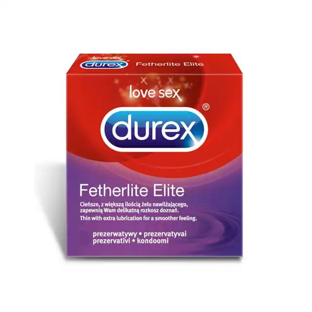 Durex - Featherlite Elite - Cienkie prezerwatywy z większą ilością nawilżania 1 sztuka