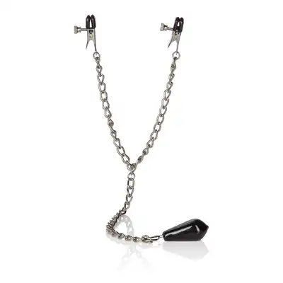 Nipple Clamps - Klipsy na piersi z metalowym łańcuszkiem + obciąznik 120g.