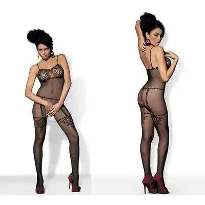 Obsessive - Bodystocking G305 Czarna siateczka na ciało