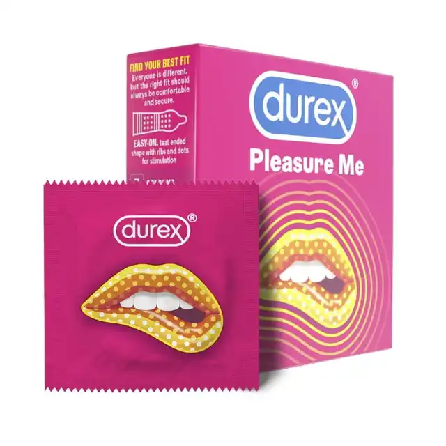 Durex - Pleasuremax. Prezerwatywy prążkowane z wypustkami. Maksymalna przyjemność.  3 sztuki. 