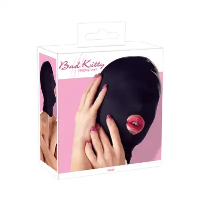 Bad Kitty -Tajemnicza maska z otworem na usta. Naughty Toys / Hood Black. 