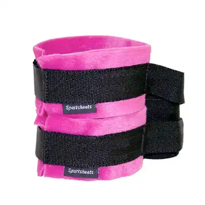 Sportsheets - Kinky Pinky Cuffs with Tethers- Miękkie kajdanki ze sznurem parcianym 80cm