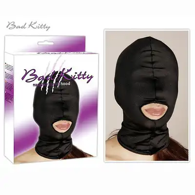 Bad Kitty -Tajemnicza maska z otworem na usta. Naughty Toys / Hood Black. 