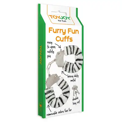 Toy Joy - Furry Fun Cuffs - kajdanki. Bestseller! Zebra.