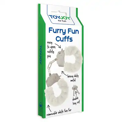 Toy Joy - Furry Fun Cuffs - kajdanki. Bestseller! Białe.