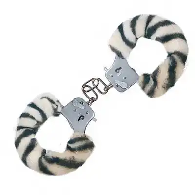 Toy Joy - Furry Fun Cuffs - kajdanki. Bestseller! Zebra.