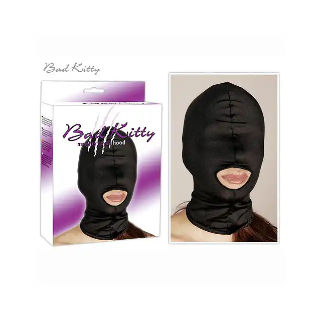 Bad Kitty -Tajemnicza maska z otworem na usta. Naughty Toys / Hood Black. 