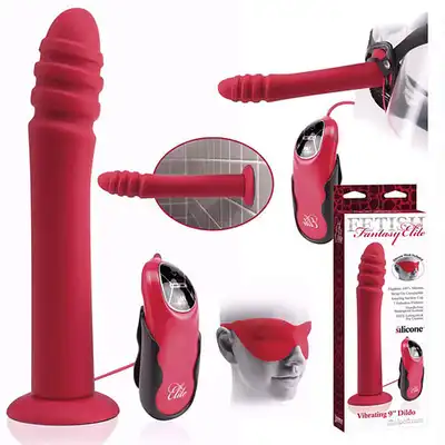 Fetish Fantasy - Elite Vibrating 9" Dildo Red - Wibrator, dildo i strap-on.