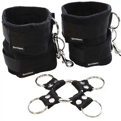Sportsheets  - 5 - Piece Hog Tie &amp; Cuff Set - Kajdanki na ręce i nogi z  łączeniem.