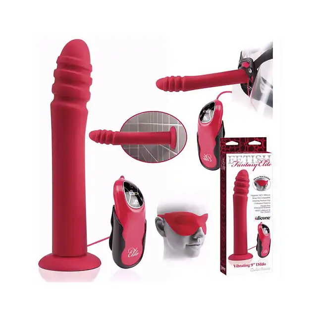 Fetish Fantasy - Elite Vibrating 9" Dildo Red - Wibrator, dildo i strap-on.