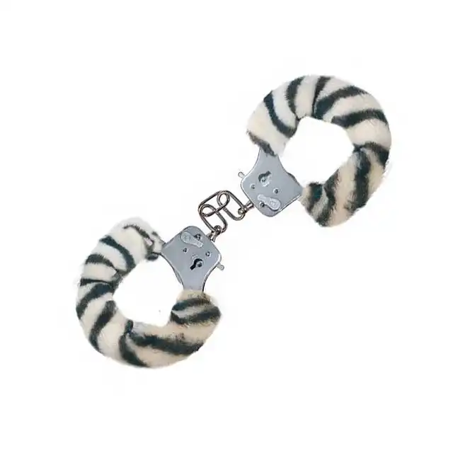 Toy Joy - Furry Fun Cuffs - kajdanki. Bestseller! Zebra.