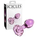 Icicles – No. 48. Różowa szklana wtyczka analna w kształcie kwiatu. Elegancja, delikatność i zmysłowa przyjemność w jednym
