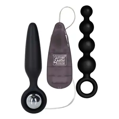 Booty Call Booty Vibro Kit Black- Dwie sondy analne z mocnymi regulowanymi wibracjami