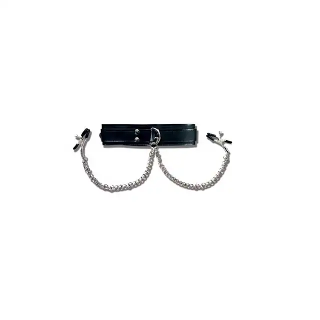 Sportsheets - Collar with nipple Clamps - Obroża z zaciskami.