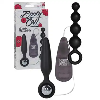 Booty Call Booty Vibro Kit Black- Dwie sondy analne z mocnymi regulowanymi wibracjami