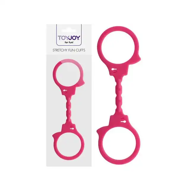 Toy Joy - Stretchy Fun Cuffs Pink - Silikonowe Kajdanki.