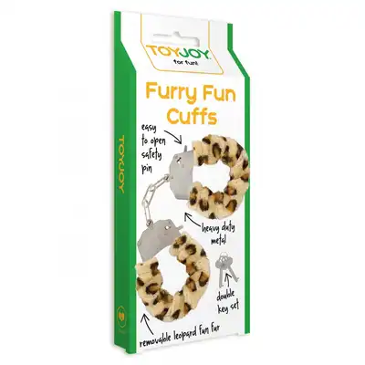 Toy Joy - Furry Fun Cuffs - kajdanki. Bestseller! Leopard.