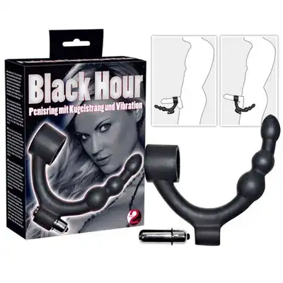 Black Hour - Ring z kulkami i wibracją. Podwójna stymulacja.