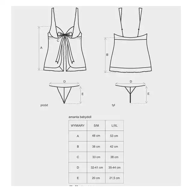 Obsessive  - Amanta babydoll i stringi. Rozmiar L/XL