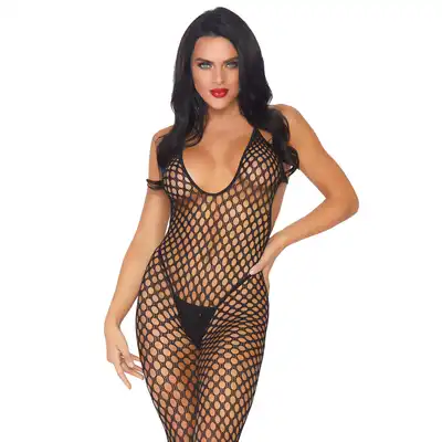 Leg Avenue - Low Back Bodystocking S/L. Bodystocking z pikatnie odsłoniętymi plecami 