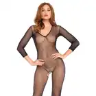 Leg Avenue - V Front S/L. Zjawiskowy bodystocking z dekoltem w kształcie V i otwartym krokiem