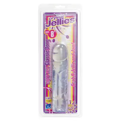 Doc Johnson - 8 Inch Classic Dong. Miękkie i wyjątkowo elastyczne dildo żelowe. Lśniące i przezroczyste 19cm czystej przyjemności