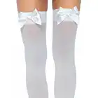 Leg Avenue -  Satin Bow Accent Thigh Highs. One size. Białe pończochy 