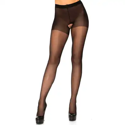Leg Avenue - Sheer Crotchless Pantyhose. Kuszące rajstopy z dziurką w kroku. 