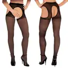Roxana - 6386 S/M. Rajstopy z podkreślającymi wycięciami, otwarty krok i klasyczna czerń